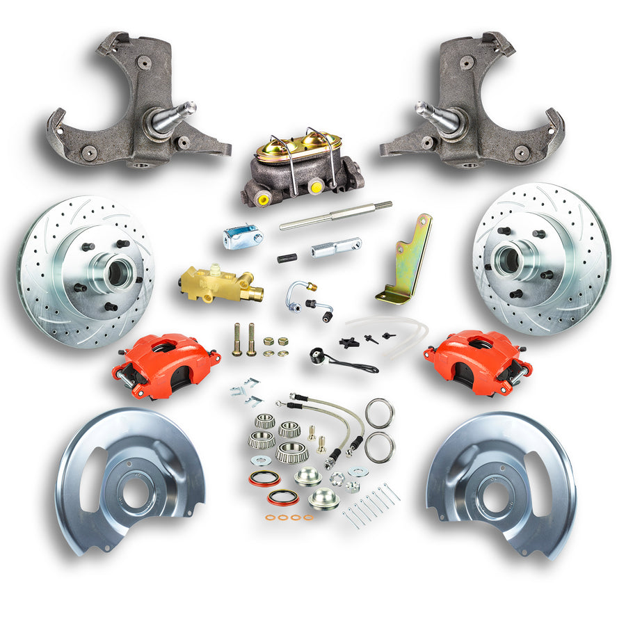 The Right Stuff 60-62 Chevrolet/GMC Truck & Suburban, Manual Front Disc Brake Kit Red Calipers - (TSD6015Z)