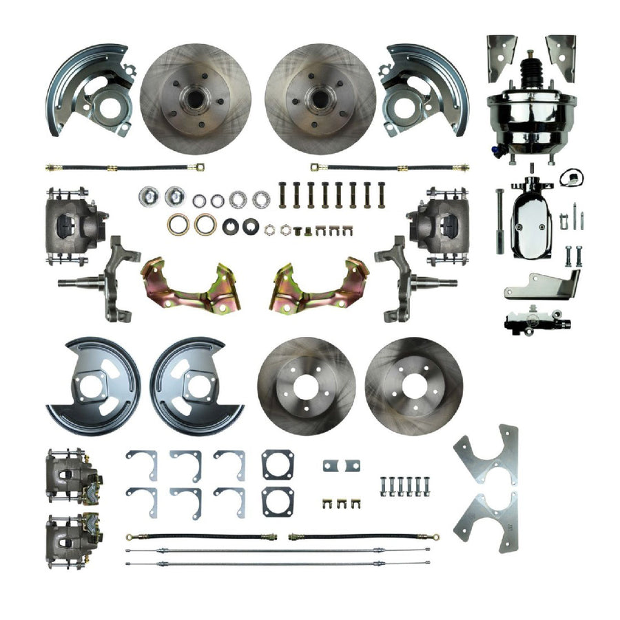 The Right Stuff 1967-69 GM F-Body Non-Staggered 4 Wheel Power 2" Drop Disc Brake Conversion - (AFXDC42DX)
