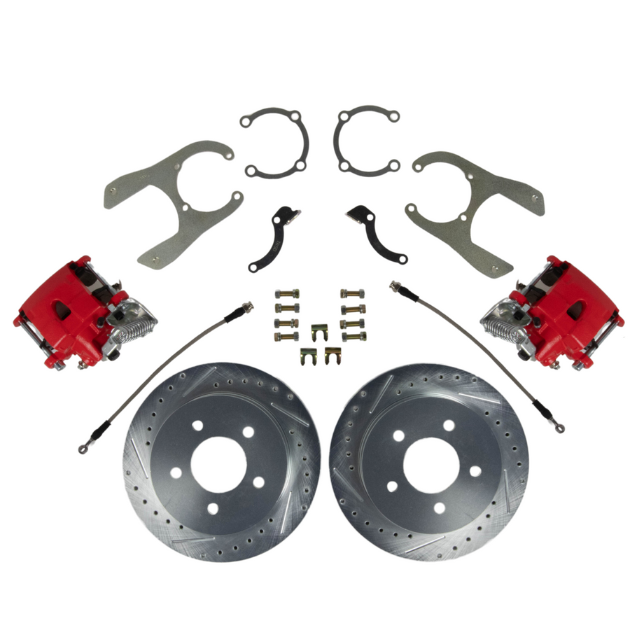 The Right Stuff 1988-98 Chevy/GMC C1500 Rear Disc Brake Conversion Red Calipers, 5 Lug 11" Drum - (TRD8851Z)