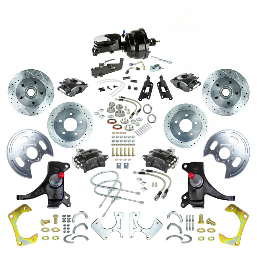 The Right Stuff 73-87 GM C10/C15 Truck/Sub 2" Drop Power 4-Wheel Disc Black Caliper Black Upper - (TDC7355DBY)