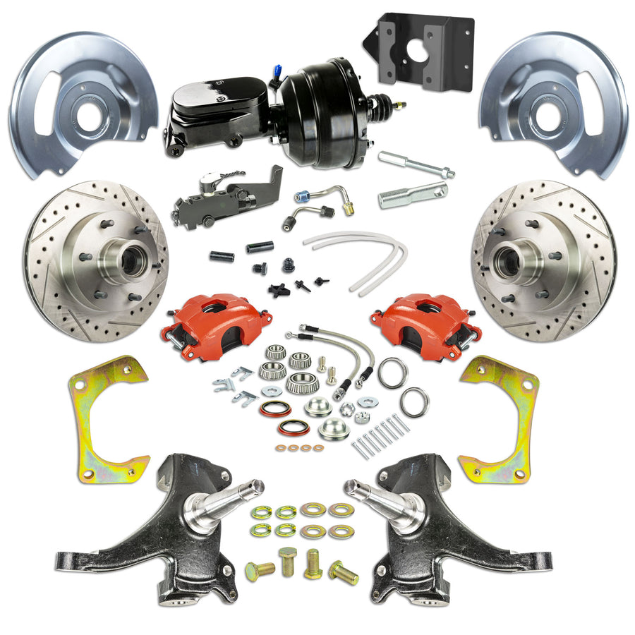 The Right Stuff 60-62 Chevy/GMC Truck/Sub 2" Drop, Pwr Front Disc Brakes, Red Calipers Blk Upper 6x5.5 Bolt Pattern - (TDC6016DZY)
