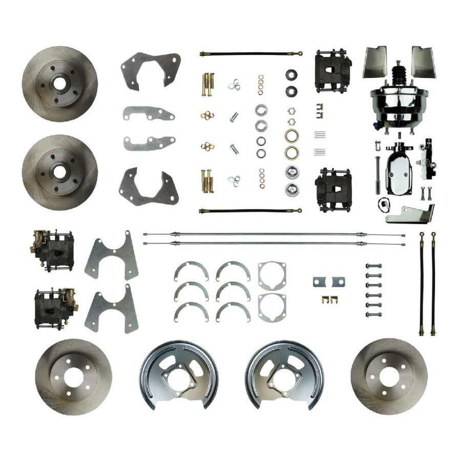 The Right Stuff 1965-68 Impala, 8" Chrome Booster, Power 4-Wheel Disc Brake Conversion Kit - (FSC654DCCX)
