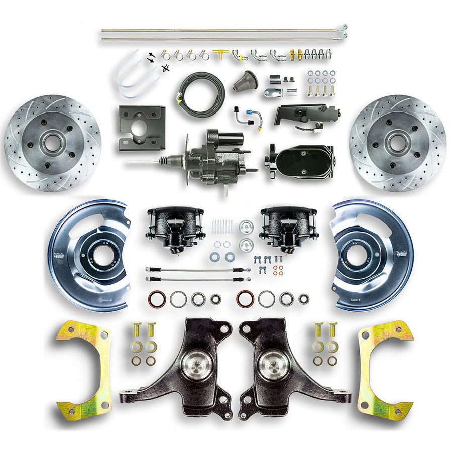The Right Stuff 67-70 GM C10-15 Truck/Suburban 2" Drop Black Hydraulic Brake Assist Disc Conv Blk Calipers - (THB6725DBY)