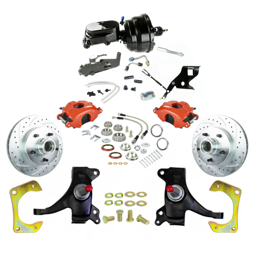 The Right Stuff 71-72 GM C10/15 Trk/Sub, 2" Drop, Pwr Front Disc Kit, Red Calipers, Black Upper - (TDC7125DZY)