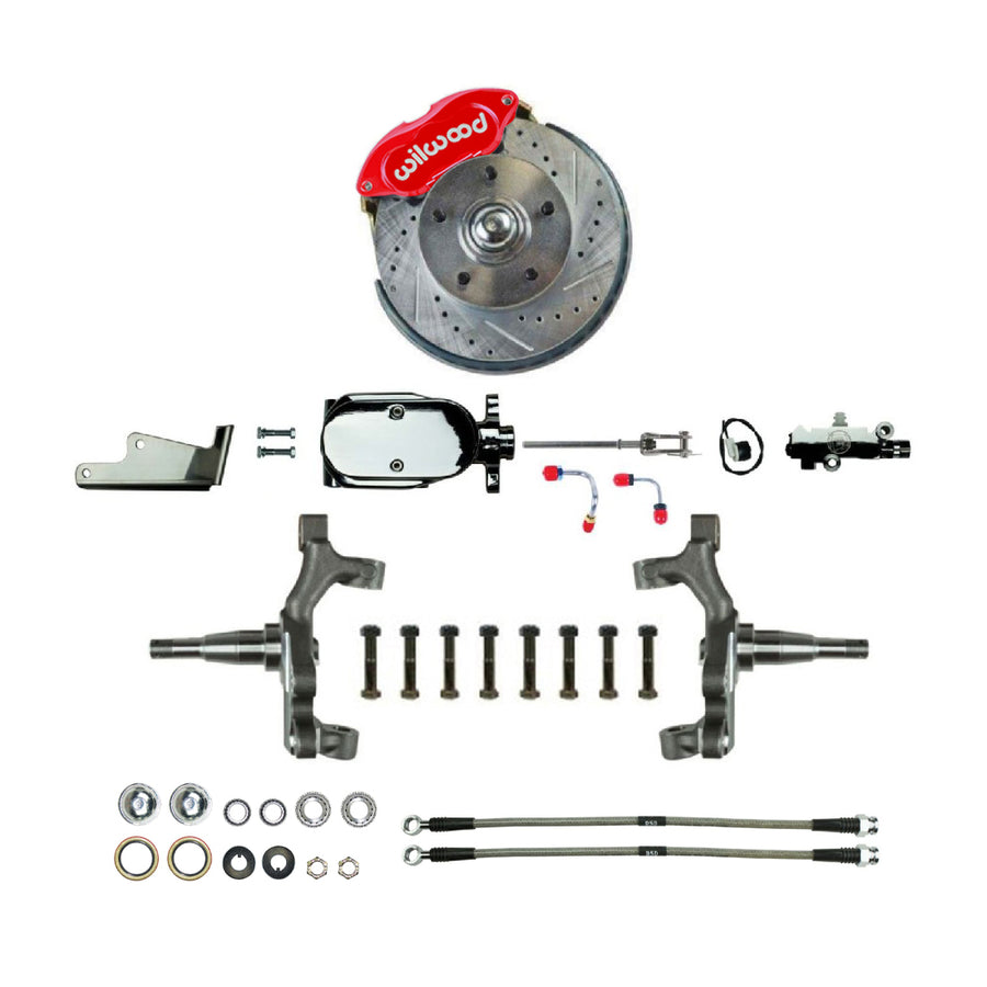 The Right Stuff 64-72 Chevelle/GM A-Body, 2" Drop, Big Brake Front Manual Disc Conversion Kit - (AFXSD32DZX)