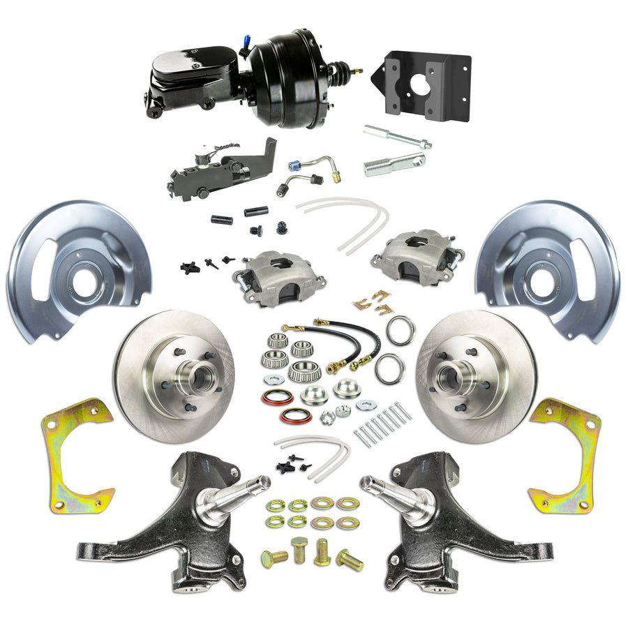 The Right Stuff 1960-1962 Chevy/GMC Truck/Sub, Power Front Disc Brake Kit, Blk Calipers Blk Upper 5x5 Bolt Pattern - (TDC6015BY)