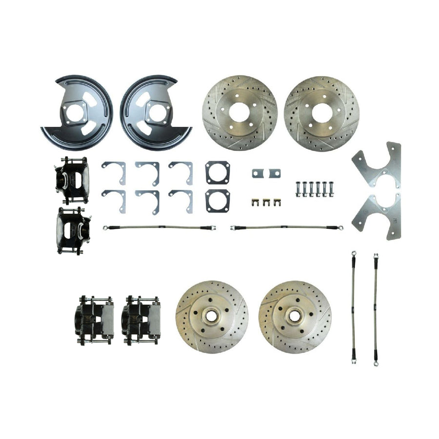 The Right Stuff 1979-81 Camaro, 4-Wheel W/Rear +2 Disc Brake Conversion Kit W/Black Calipers - (F79RDM5S)