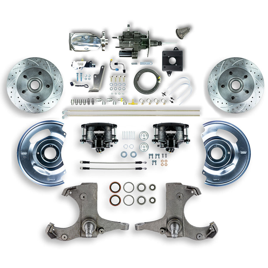 The Right Stuff 1960-62 Chevy/GMC Truck/Suburban Chrome Hydraulic Brake Assist Front Disc Kit Blk Calipers - (THB6015BX)