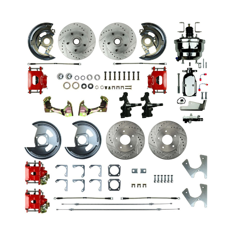 The Right Stuff 1967-74 GM A/F/X-Body, Staggered, 4- Wheel Power 2" Drop Disc Brake Conversion - (AFXDC45DZX)