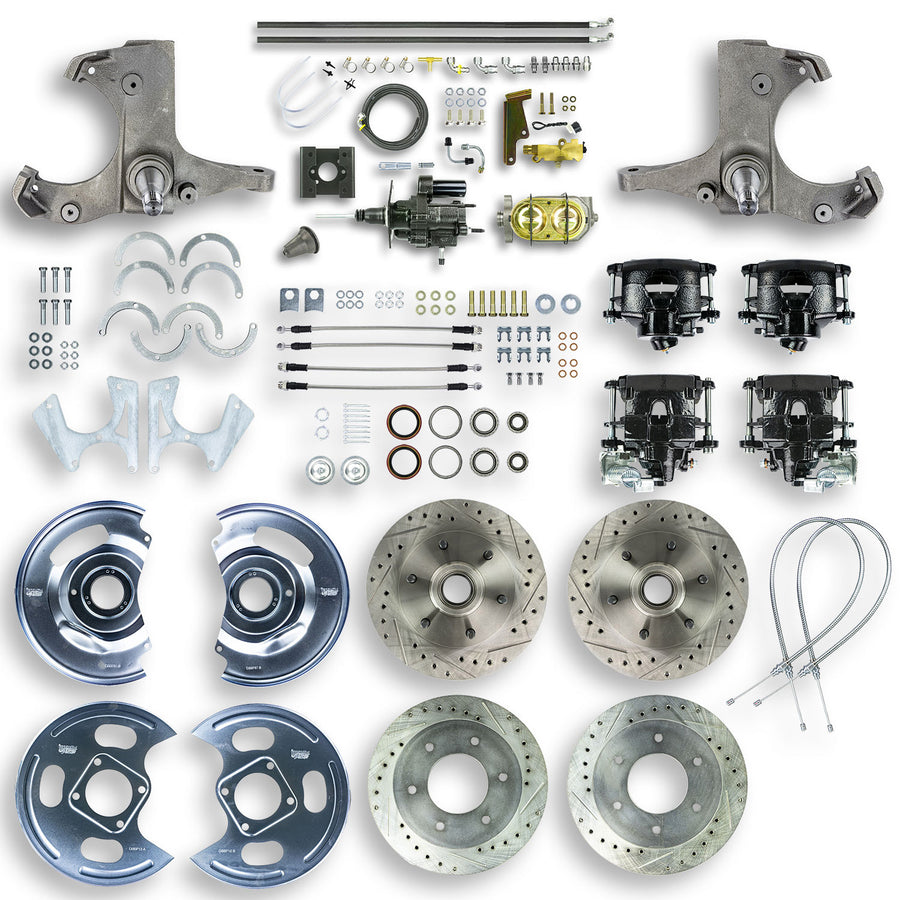 The Right Stuff 63-66 C10/C15 Truck/Suburban, Hydraulic Brake Assist 4-Wheel Disc Conv Kit Blk Calipers - (THB6356B)