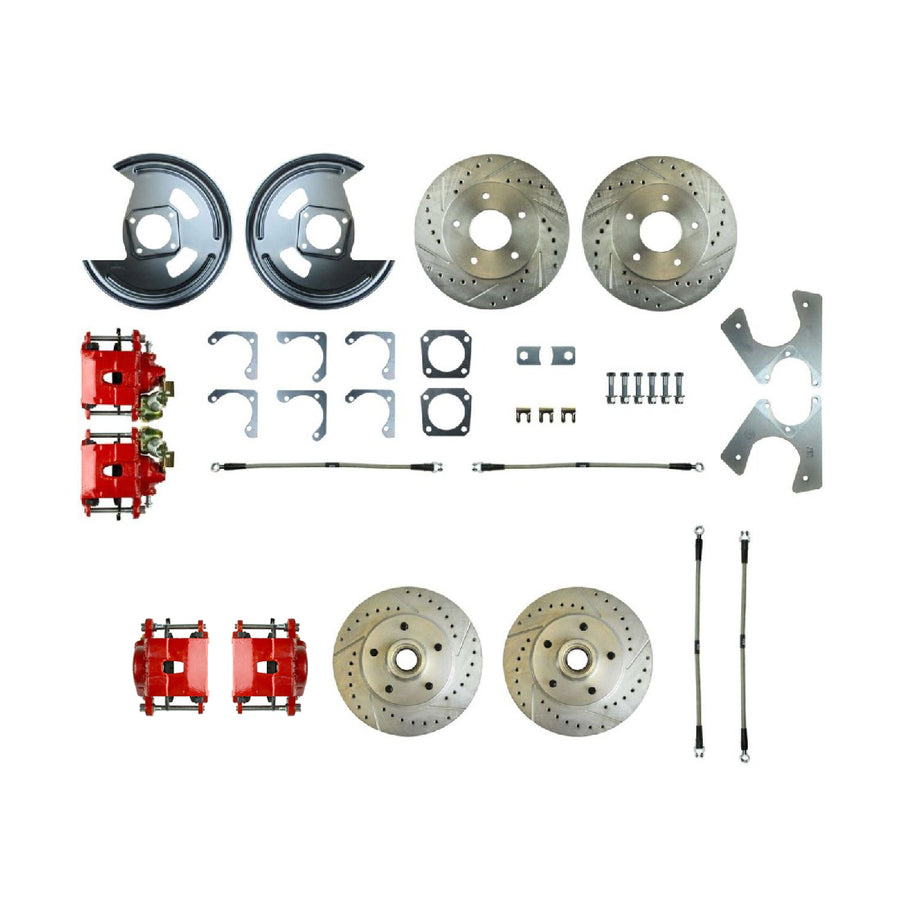 The Right Stuff 79-81 Camaro, 4-Wheel W/Rear +2 Disc Brake Conversion Kit W/Red Calipers - (F79RDM5Z)