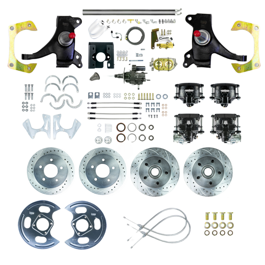 The Right Stuff 71-72 C10/15 Truck/Sub 2" Drop Hydraulic Brake Assist 4-Wheel Disc Brake Kit Black Calipers - (THB7155DB)