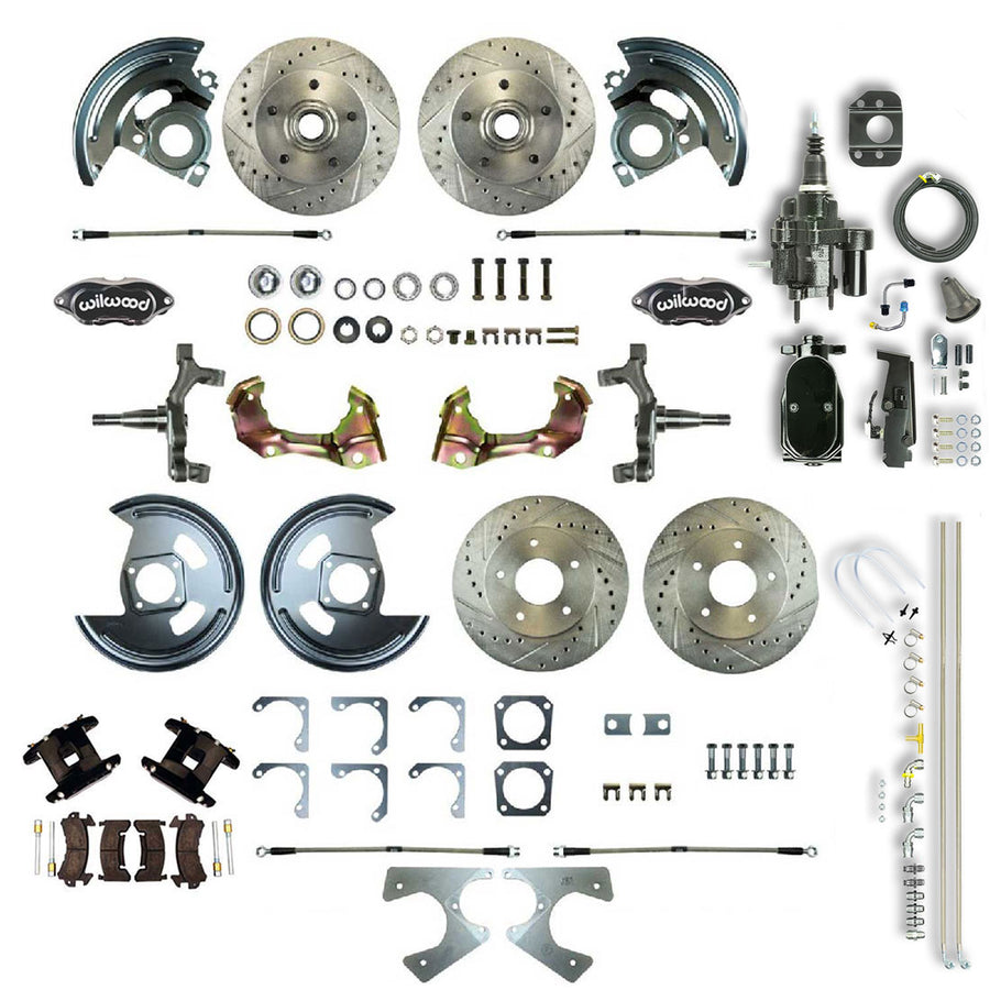 The Right Stuff 67-69 GM F-Body Non-Staggered 4 Wheel Black Hydraulic Brake Assist Disc Conv Blk Calipers - (AFXHB22CSY)