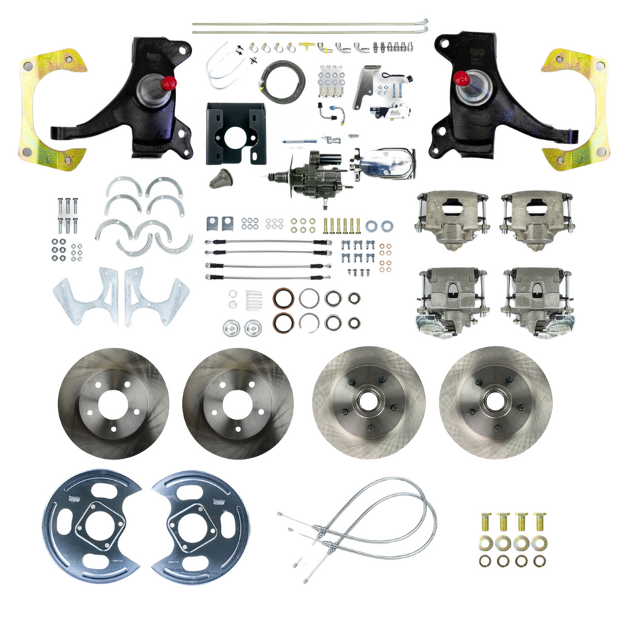 The Right Stuff 71-72 GM C10/15 Truck/Suburban 2" Drop Chrome Hydraulic Brake Assist 4-Wheel Disc Brake Kit - (THB7155DX)
