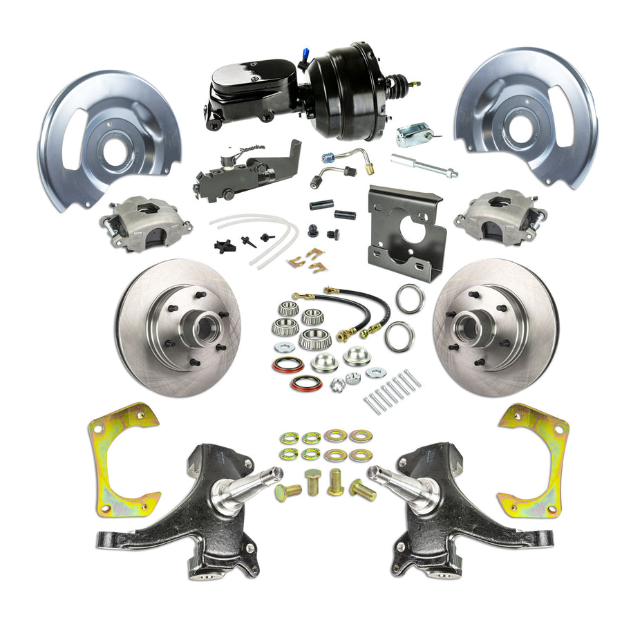 The Right Stuff 67-70 GM C10/C15 Truck/Suburban 2" Drop, Power Front Disc Brake Kit, Black Upper 6x5.5 Bolt Pattern - (TDC6726DY)