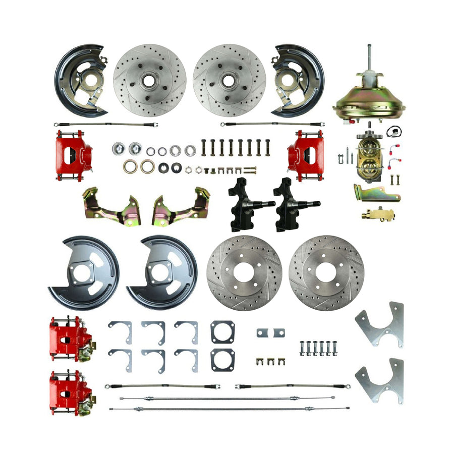 The Right Stuff 1967-74 GM A/F/X-Body, Staggered, 4- Wheel Power 2" Drop Disc Brake Conversion - (AFXDC45DZ)