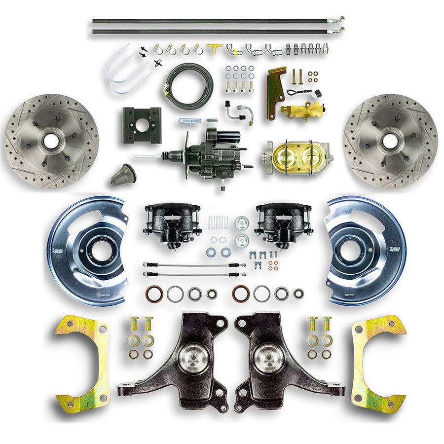 The Right Stuff 63-66 Chevy/GMC Truck/Sub 2" Drop Hydraulic Brake Assist Front Disc Brake Conv Blk Calipers - (THB6326DB)