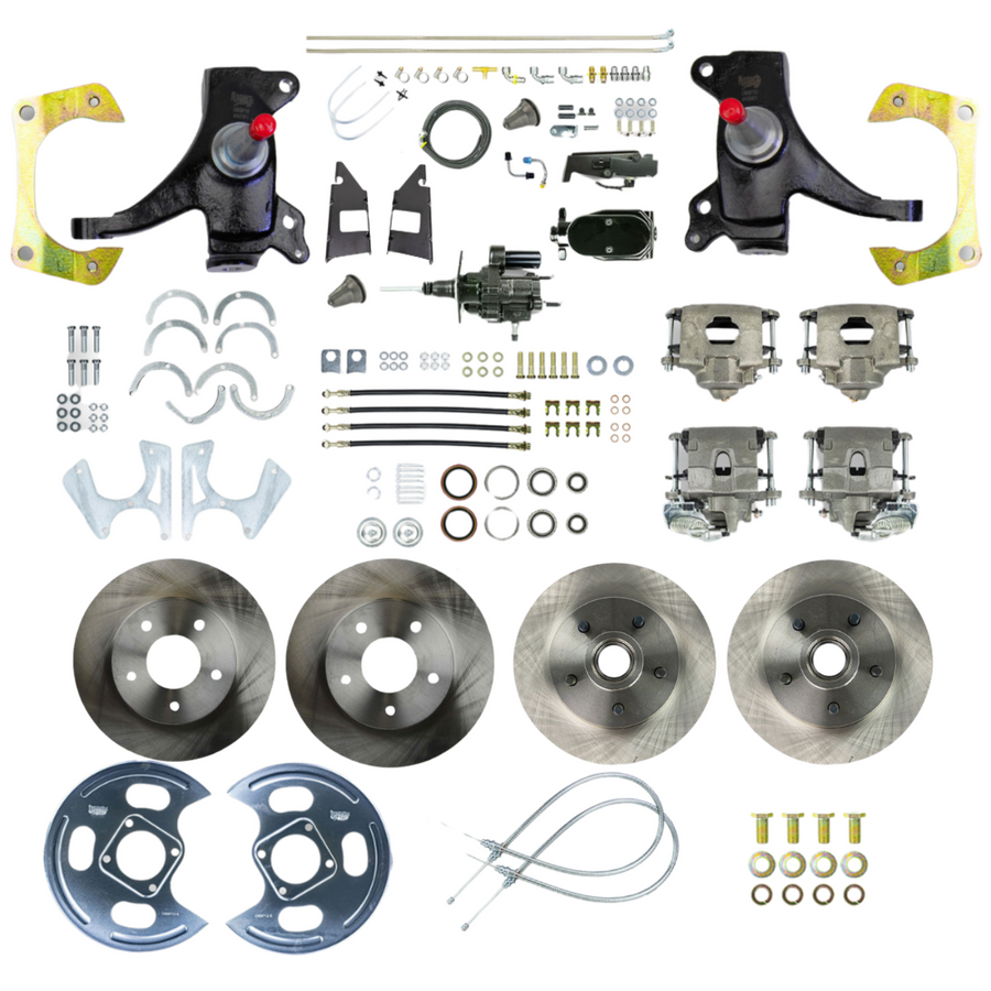 The Right Stuff 73-87 GM C10/15 Truck/Suburban 2" Drop Black Hydraulic Brake Assist 4-Wheel Disc Conversion - (THB7355DY)