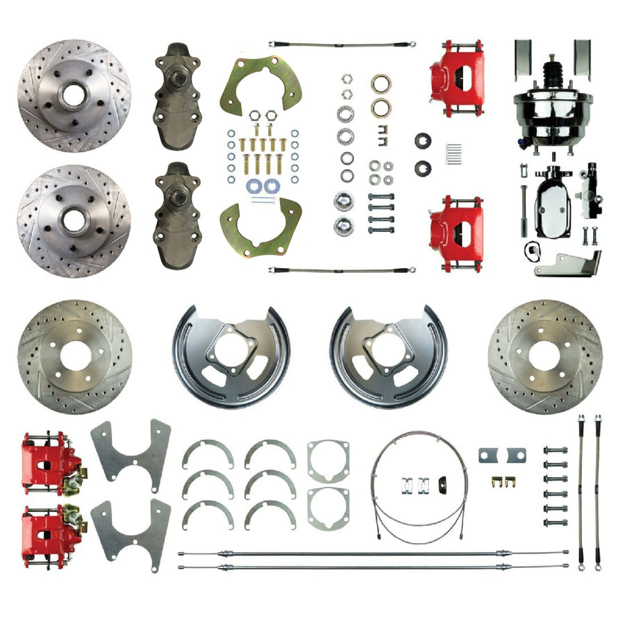 The Right Stuff 55-57 Chevrolet BelAir, Power 9" Booster 2" Drop 4-Wheel Disc Brake Conversion - (FSC554DCDZX)