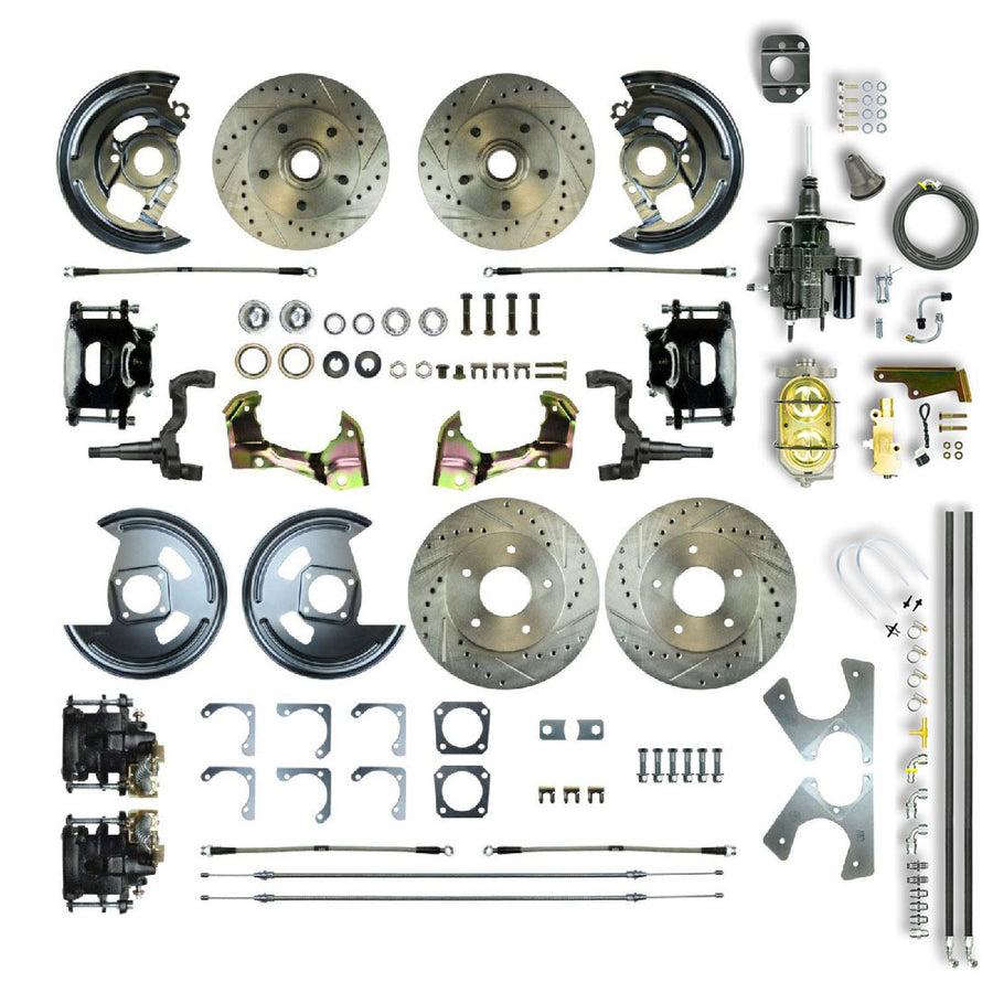 The Right Stuff 1964-72 GM A-Body, Hydraulic Brake Assist, 4-Wheel Disc Brake Conversion Black Calipers - (AFXHB41CS)