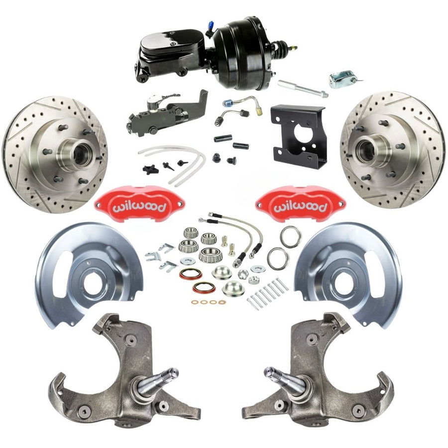 The Right Stuff 1963-66 Chevy/GMC Truck/Suburban, Performance Series Power Front Disc Brake Kit, with Red Wilwood Calipers and Black Upper 6x5.5 Bolt Pattern - (TDC6326ZYP)