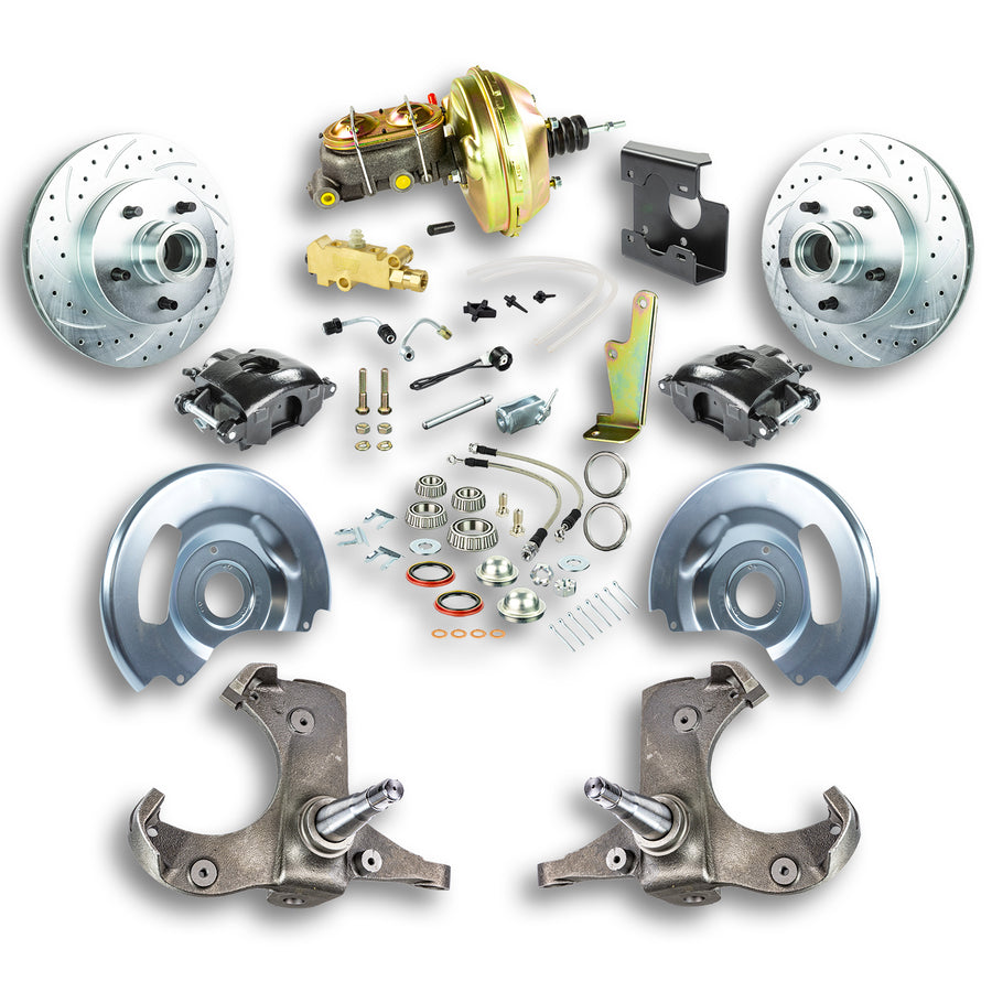 The Right Stuff 67-70 Chevy C10/15 Truck/Suburban, Pwr Front Disc Brake Kit w/Black Calipers 5x5 Bolt Pattern - (TDC6725B)