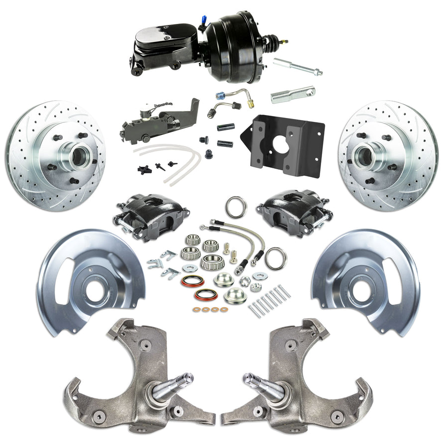 The Right Stuff 63-66 Chevy/GMC Truck/Suburban, Power Front Disc Brake Kit Blk Caliper Blk Upper 5x5 Bolt Pattern - (TDC6325BY)