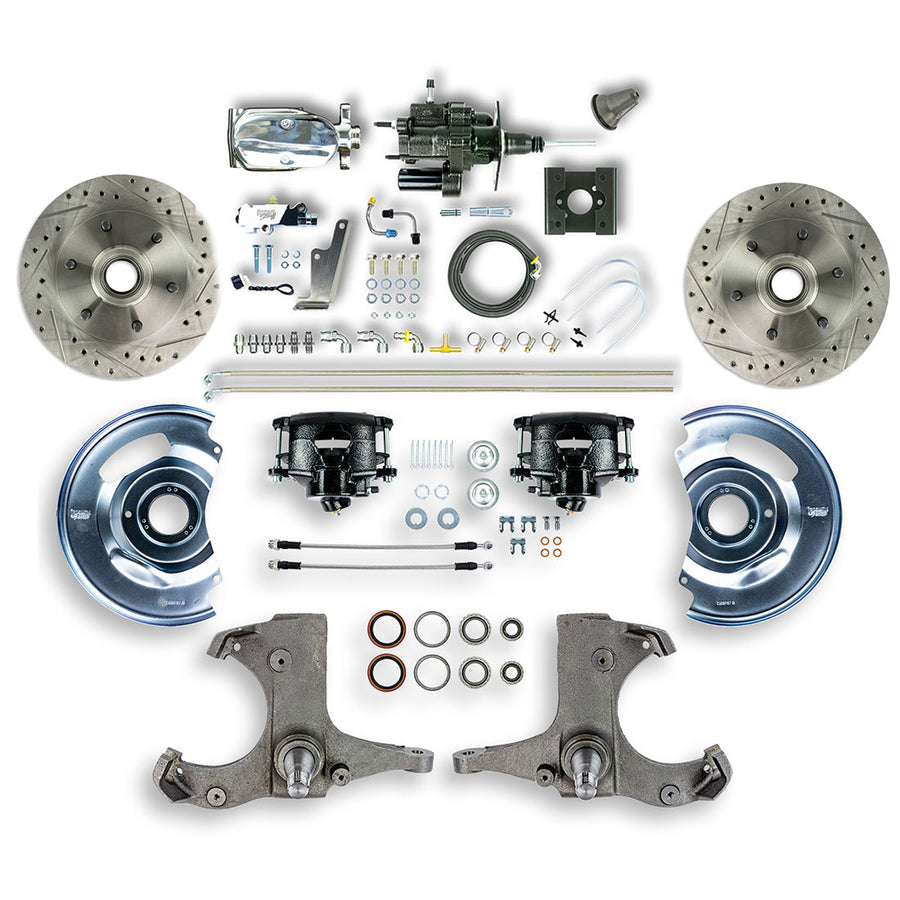 The Right Stuff 63-66 Chevy/GMC Truck/Sub, Chrome Hydraulic Brake Assist Disc Brake Conversion Blk Calipers - (THB6326BX)