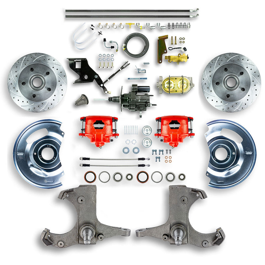 The Right Stuff 1967-70 GM C10/C15 Truck/Suburban W/2WD Hydraulic Brake Assist Disc Brake Conv Red Calipers - (THB6725Z)