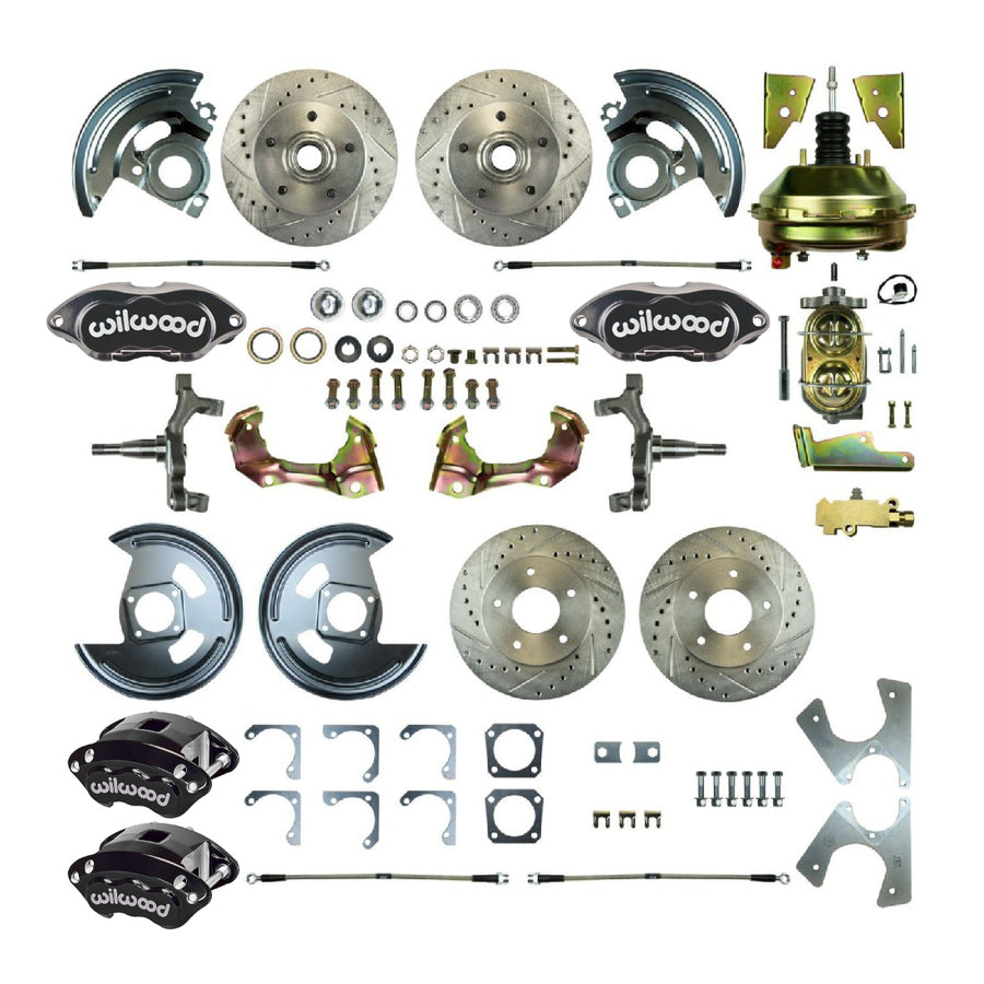The Right Stuff 64-72 Chevelle/GM A-Body Power 9" Booster 2" Drop 4-Wheel Disc Brake Conversion - (AFXDC21DS)