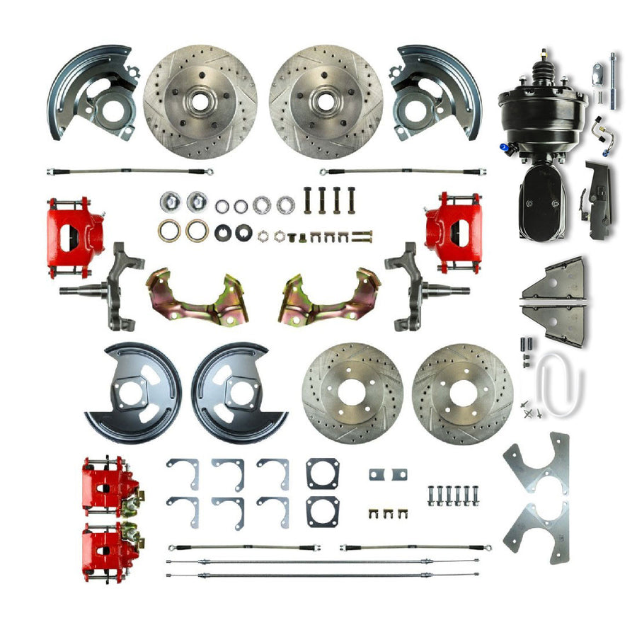 The Right Stuff 1967-69 GM F-Body Non-Staggered 4 Wheel Power 2" Drop Disc Brake Conversion - (AFXDC42DZY)