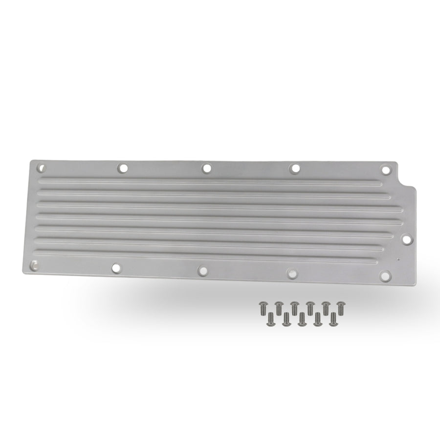 The Right Stuff Gen 4 LS Valley Cover without the Oil Pressure Sensor Adapter, Finned, Satin Finish - (G4LSVCF-S-K)