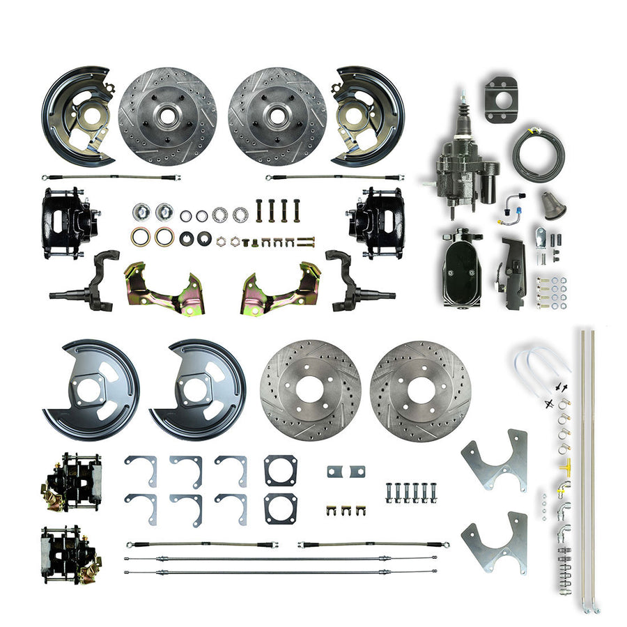 The Right Stuff 69-74 GM A/F/X-Body Stag Shock 4-Wheel Black Hydraulic Brake Assist Disc Kit Blk Calipers - (AFXHB45CSY)