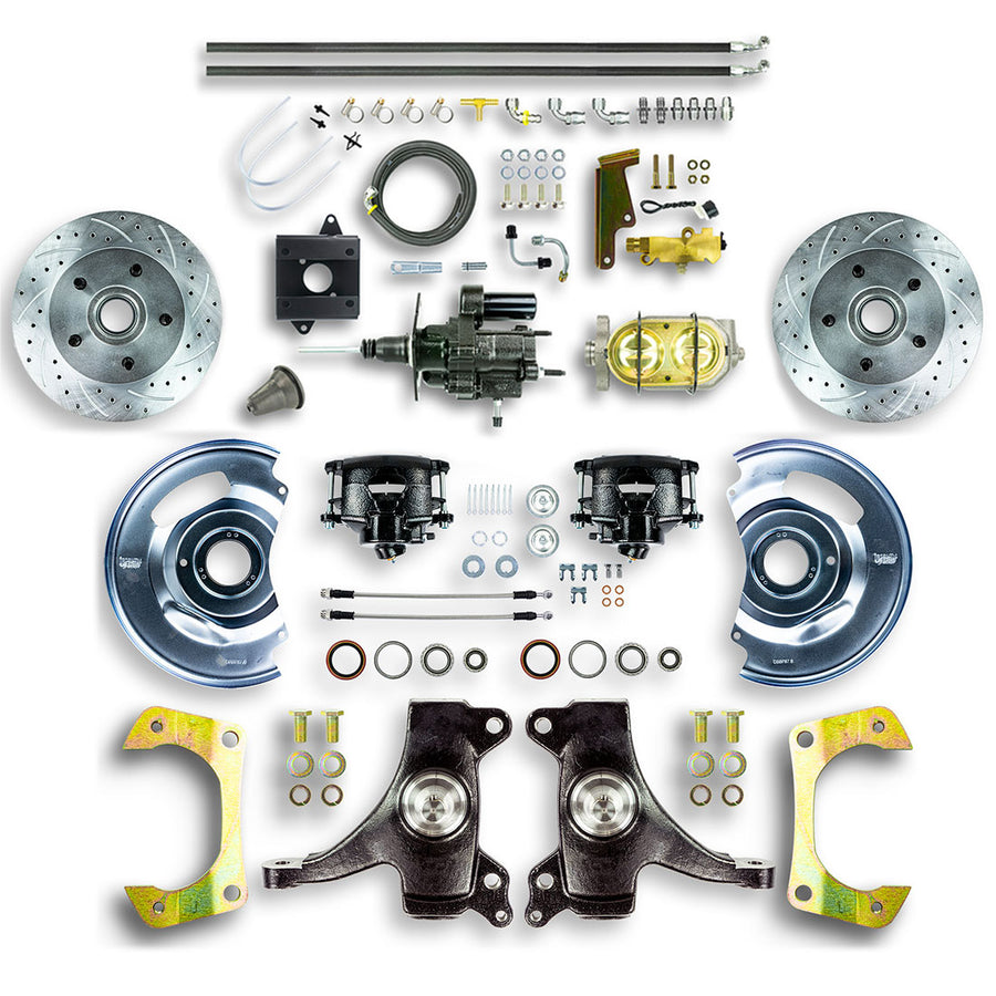 The Right Stuff 60-62 Chevy/GMC Truck/Suburban 2" Drop, Hydraulic Brake Assist Front Disc Conv Blk Calipers - (THB6015DB)