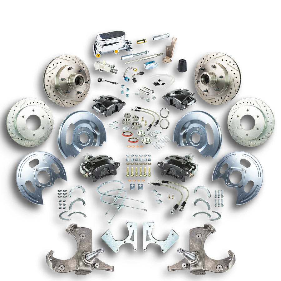 The Right Stuff 63-70 Chevy/GMC Truck/Suburban, Std 4-Wheel Disc Kit, Blk Calipers, Chrome Upper - (TSD6346BX)