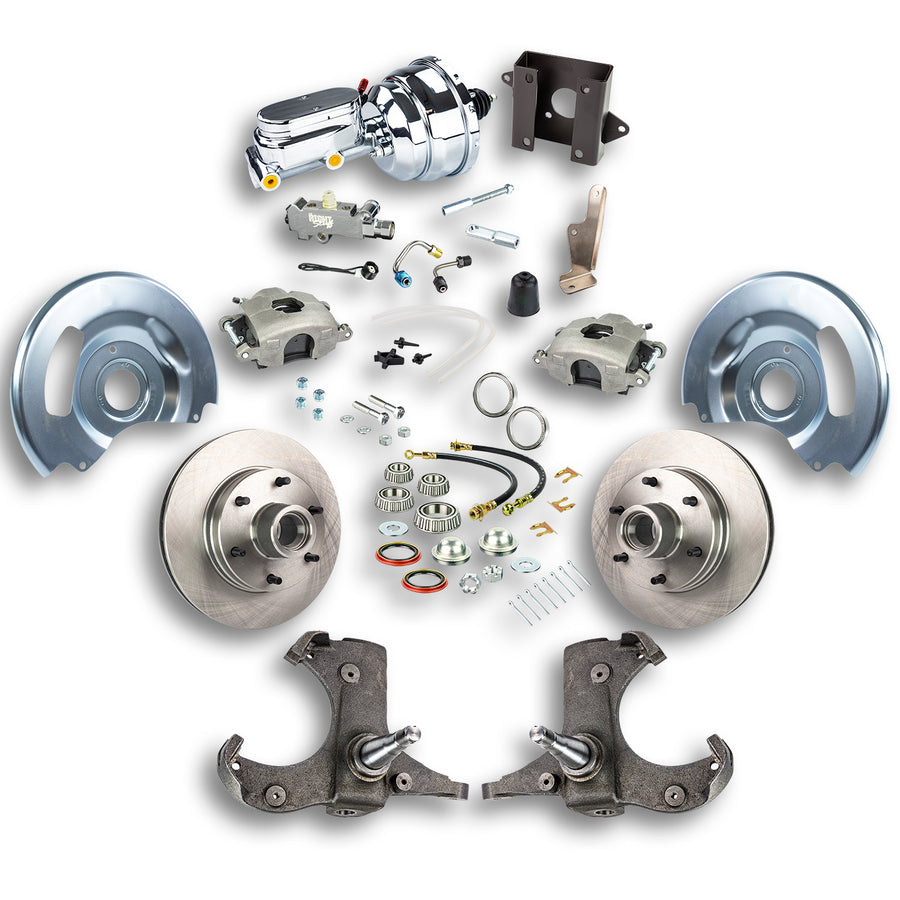 The Right Stuff 60-62 Chevrolet Truck/Suburban, Power Front Disc Brake Kit, Chrome Upper 6x5.5 Bolt Pattern - (TDC6016X)