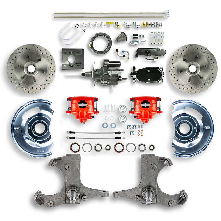 The Right Stuff 67-70 GM C10/C15 Truck/Suburban W/2WD, Black Hydraulic Brake Assist Disc Conv Red Calipers - (THB6726ZY)