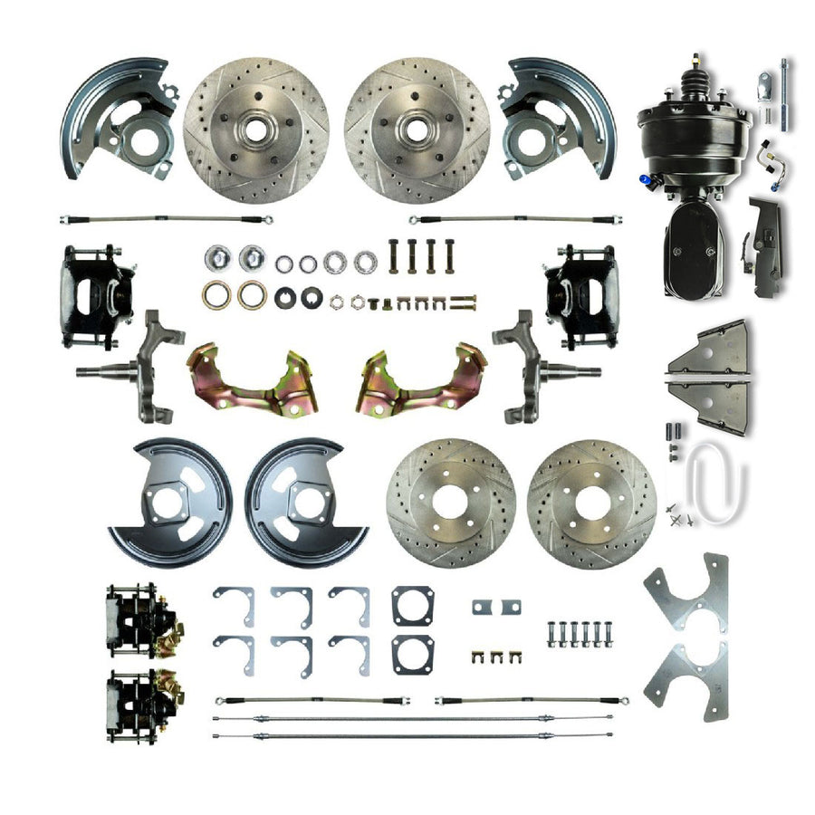 The Right Stuff 1967-69 GM F-Body Non-Staggered 4 Wheel Power 2" Drop Disc Brake Conversion - (AFXDC42DSY)