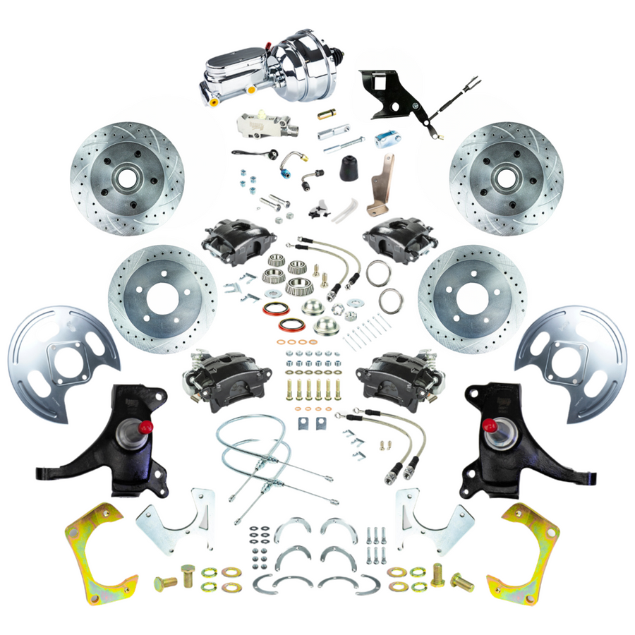 The Right Stuff 71-72 GM C10/15 Truck/Sub 2" Drop Power 4-Wheel Disc Black Caliper Chrome Upper - (TDC7155DBX)