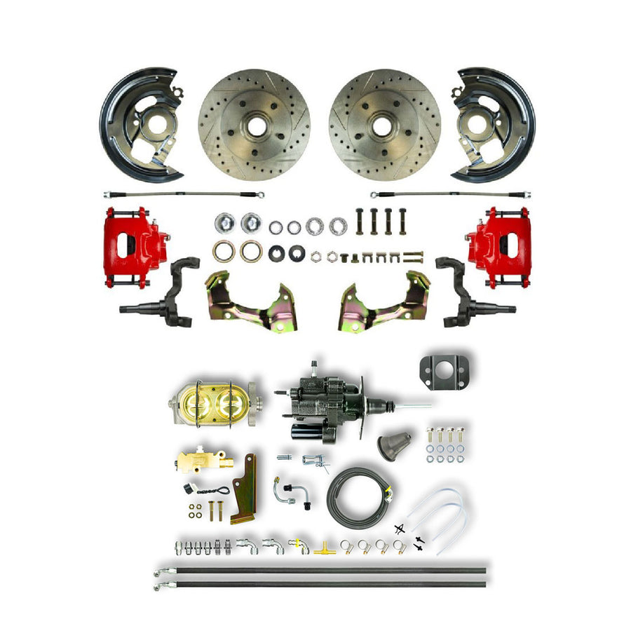 The Right Stuff 67-74 GM F/X-Body, Hydraulic Brake Assist, Front Disc Brake Conversion Kit, Red Calipers - (AFXHB02CZ)