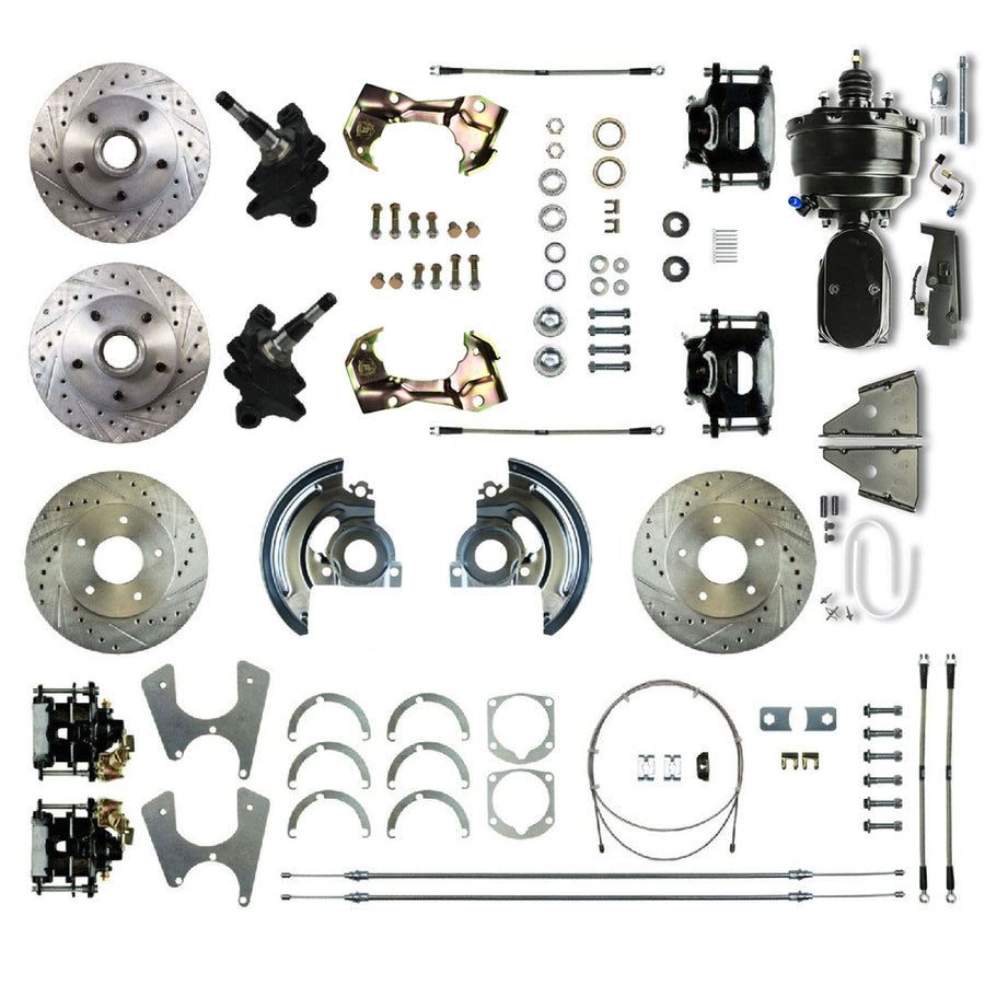The Right Stuff 1967-74 GM A/F/X-Body, Staggered, 4- Wheel Power 2" Drop Disc Brake Conversion - (AFXDC45DSY)