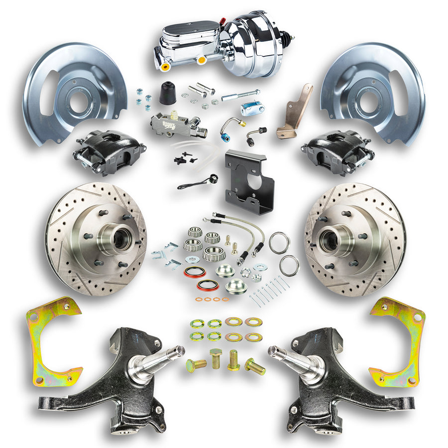 The Right Stuff 67-70 GM C10/15 Trk/Sub, 2" Drop, Pwr Front Disc Kit, Blk Calipers, Chrome Upper 6x5.5 Bolt Pattern - (TDC6726DBX)
