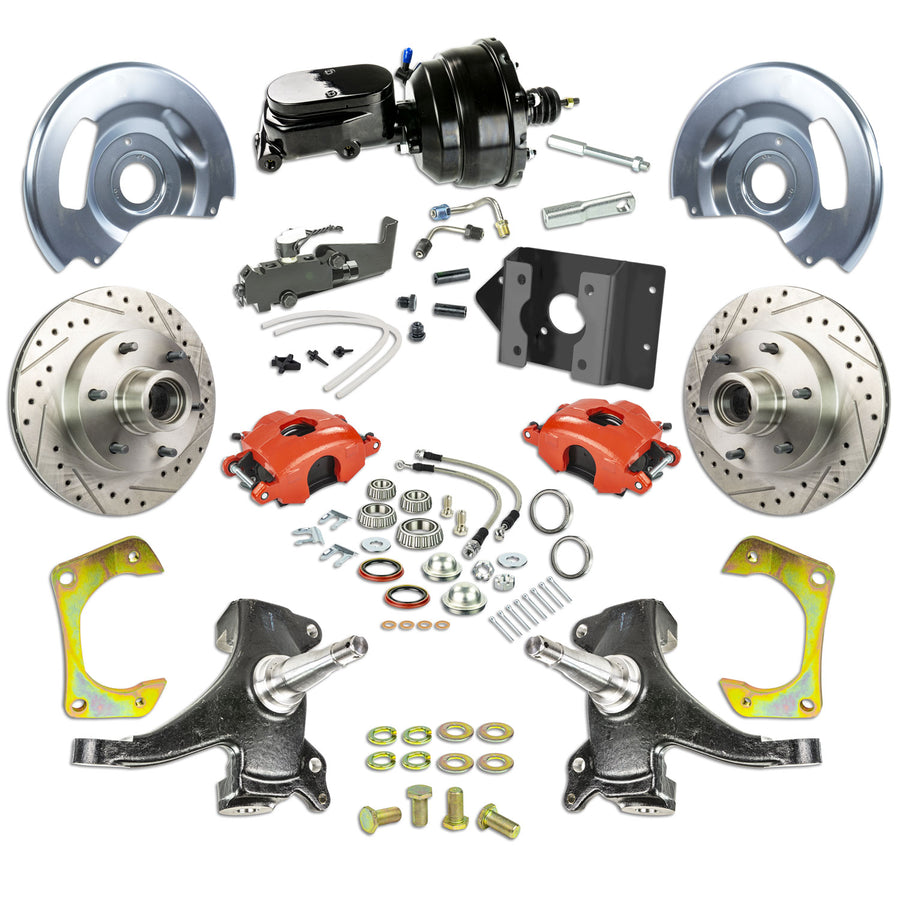 The Right Stuff 63-66 Chevy/GMC Truck/Sub, 2" Drop, Power Front Disc Kit, Blk Calipers Blk Upper 6x5.5 Bolt Pattern - (TDC6326DZY)