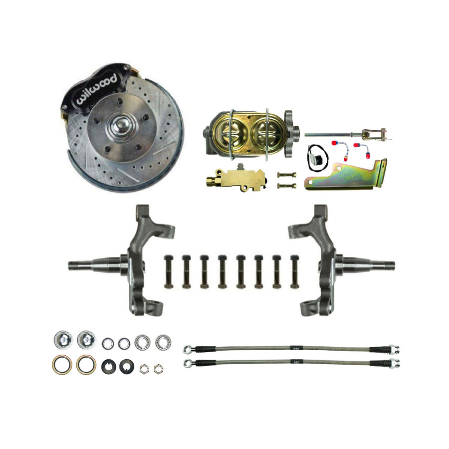The Right Stuff 1964-72 Chevelle/GM A-Body, 2" Drop, Big Brake Front Manual Disc Conversion Kit - (AFXSD32DS)