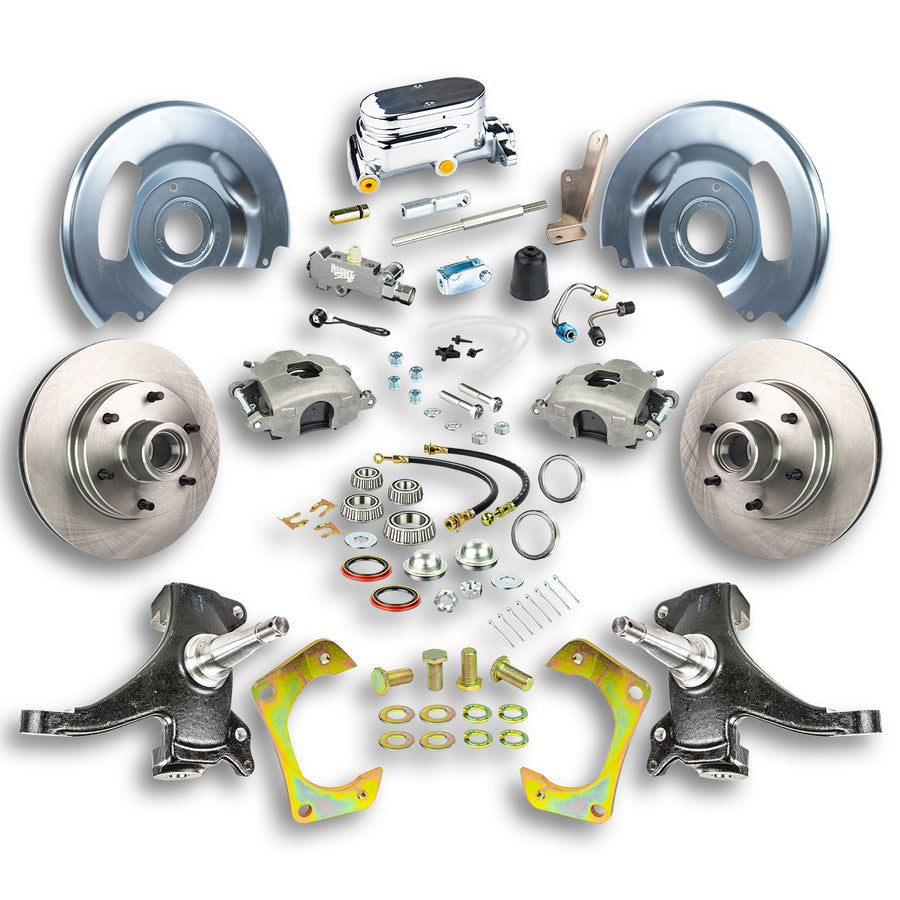 The Right Stuff 63-70 GM Truck & Suburban, 2" Drop, Std Front Disc Brake Kit Chrome Upper - (TSD6316DX)