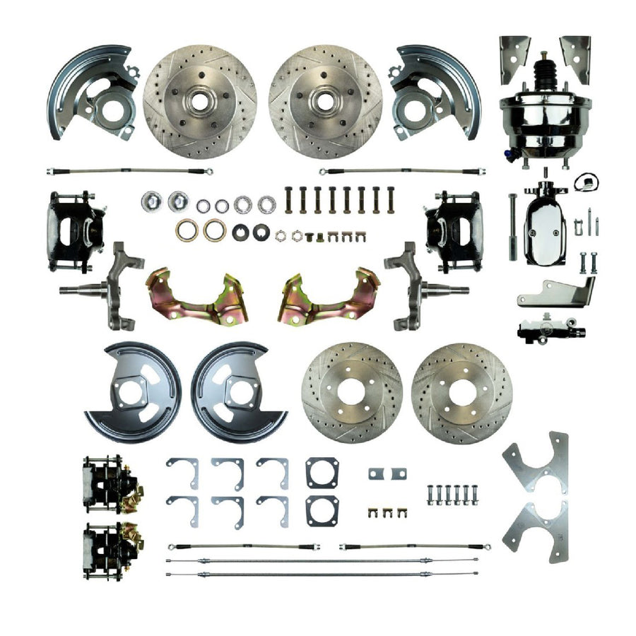 The Right Stuff 1967-69 GM F-Body Non-Staggered 4 Wheel Power 2" Drop Disc Brake Conversion - (AFXDC42DSX)
