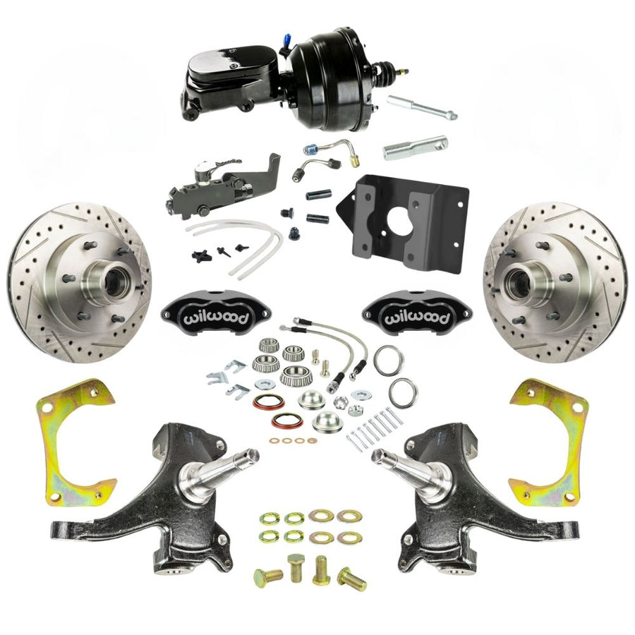The Right Stuff 1963-66 Chevy/GMC Truck/Sub, 2" Drop Performance Series Power Front Disc Kit, with Black Wilwood Calipers and Black Upper 6x5.5 Bolt Pattern - (TDC6326DBYP)