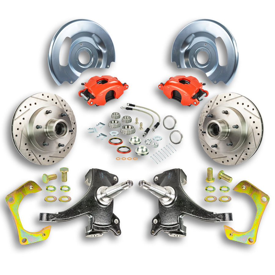The Right Stuff 60-62 GM Truck/Sub, 2WD, 2" Drop At The Wheel Disc Brake Red Calipers 6x5.5 - (TWK6016DZ)