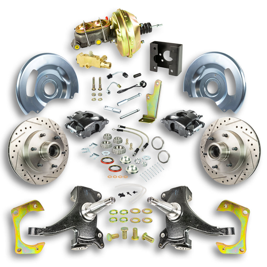 The Right Stuff 63-66 Chevy/GMC Truck/Sub, 2" Drop, Pwr Front Disc Brake Kit w/Black Calipers 6x5.5 Bolt Pattern - (TDC6326DB)