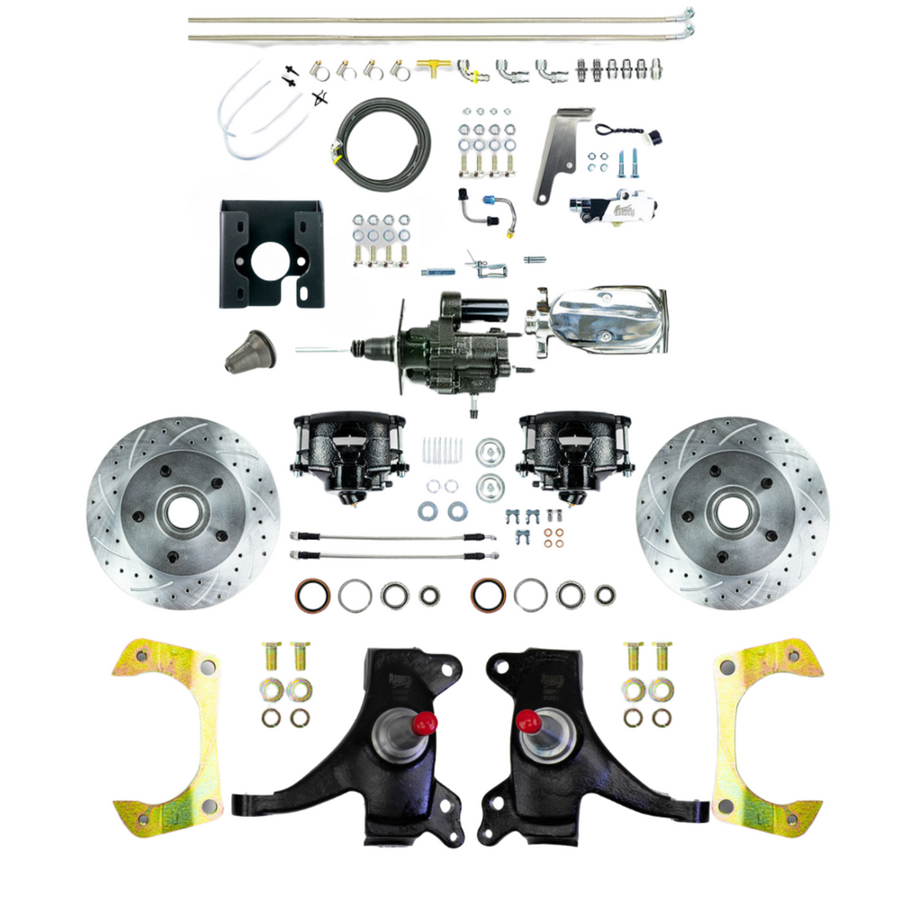 The Right Stuff 71-72 GM C10/C15 Truck/Sub 2" Drop Chrome Hydraulic Brake Assist Disc Brake Black Calipers - (THB7125DBX)